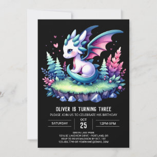 Stollig Nature Dragon Birthday Inbjudningar