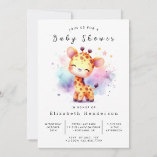 Stollig Online Giraffe Baby Shower Inbjudningar