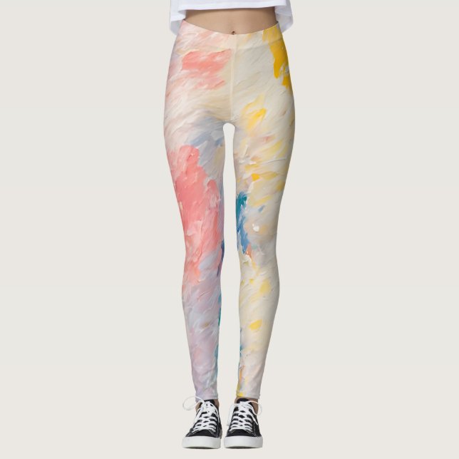 Stollig Pastel Hues Dream Mönster Leggings (Framsida)