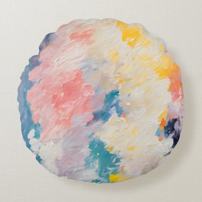 Stollig Pastel Hues Dream Mönster Rund Kudde (Framsidan)