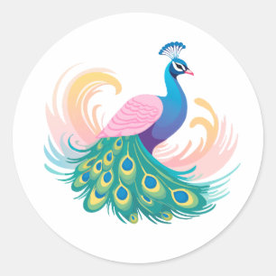 Stollig Peacock Sticker Runt Klistermärke