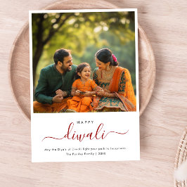 Stollig Script Diwali Family Photo Firande Julkort