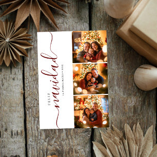 Stollig Script Feliz Navidad-Mörken Red Julkort