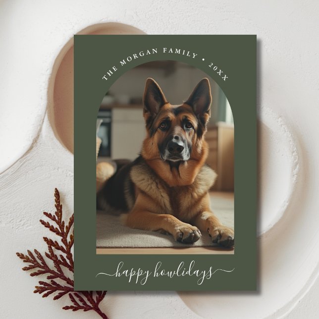 Stollig Script German Shepherd Lycklig Howlidays Julkort (Skapare uppladdad)