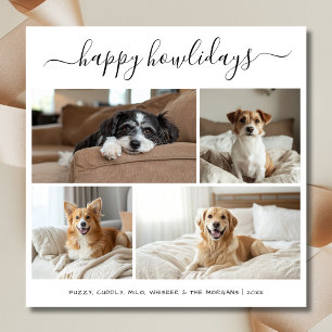 Stollig Script Lycklig Howlidays Hund julfoto, Julkort