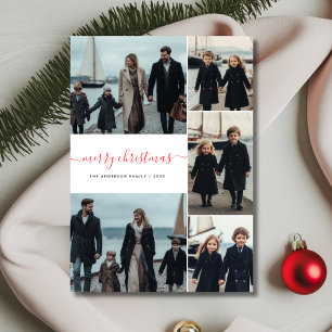 Stollig Script Red Jul Nautical Coastal Photo Julkort
