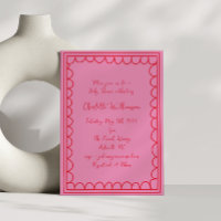 Stollig Script Rosa Red Doodle Gräns Baby Shower