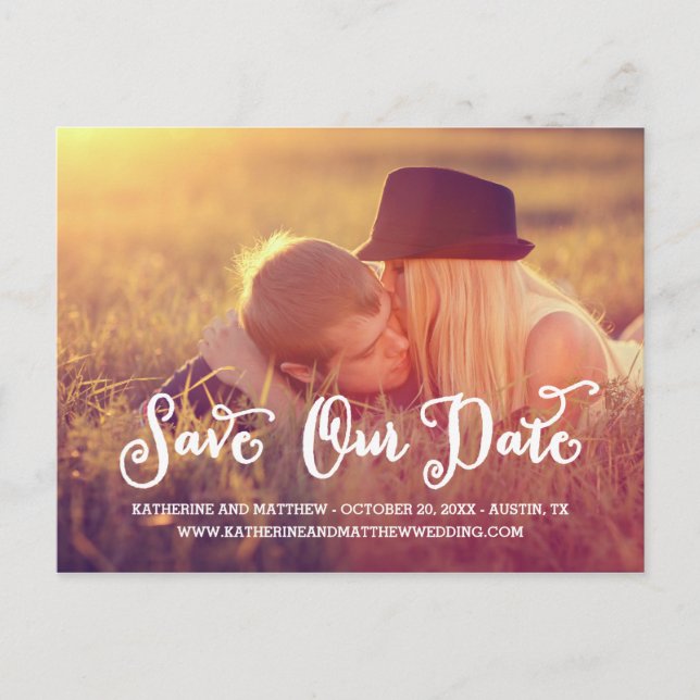 Stollig Script | Spara datumvykortet Meddelande Vykort (Framsida)