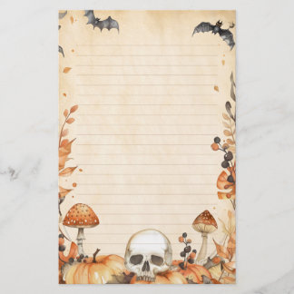 Stollig Skull och Mushroom Rustic Halloween Lintet Brevpapper