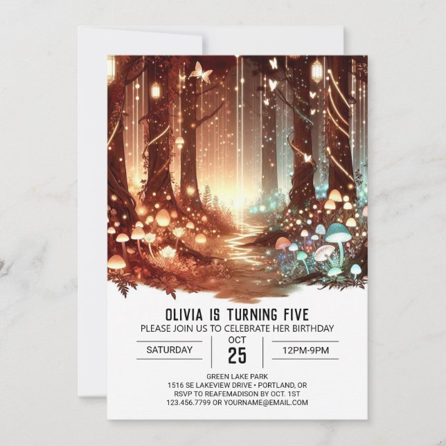Stollig Sweet Woodland Digital Birthday Inbjudningar (Framsida)
