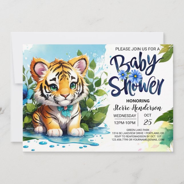 Stollig Tiger Jungle Baby Shower Inbjudningar (Framsida)