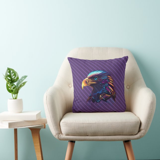 Stollig Vivid Radiant Futuristiska Neon Eagle Kudde (Stol)