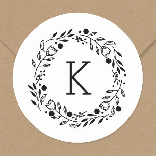 Stollig Wandeans Monogram Round Sticker Runt Klistermärke
