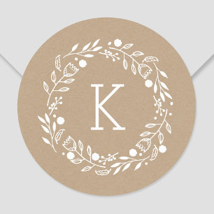 Stollig Wandeans Monogram Round Sticker Runt Klistermärke