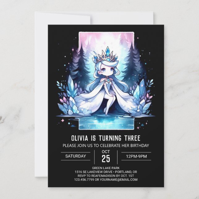 Stollig Watercolor Princess Birthday Inbjudningar (Framsida)