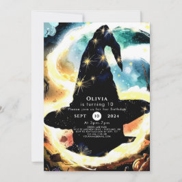 Stollig Watercolor Roligt Wizard Birthday Inbjudningar