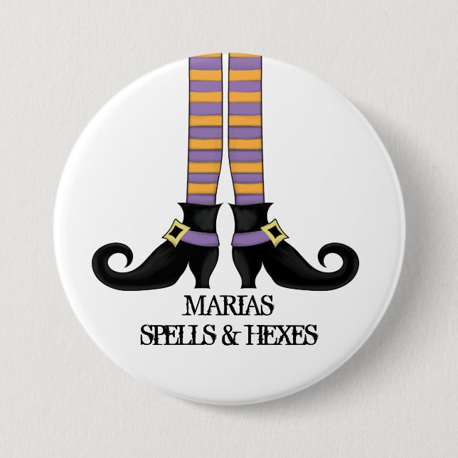 Stollig Witch Shoes med Lila & Orange Rand Knapp (Framsida)