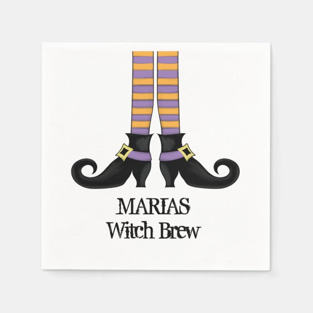 Stollig Witch Shoes med Lila & Orange Rand Pappersservett (Framsidan)
