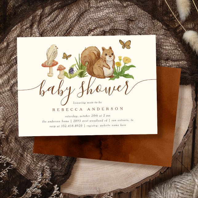 Stollig Woodland Animals Kön Neutral Baby Shower Inbjudningar (Skapare uppladdad)