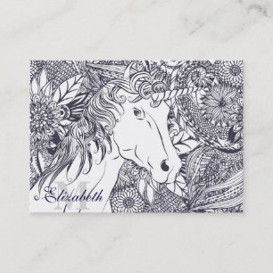 Stolligunicorn och blommigtmandaladesign visitkort