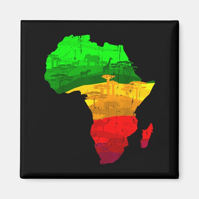 Stolt afrika karta grön gul röd afrikansk stolthet magnet (Framsidan)