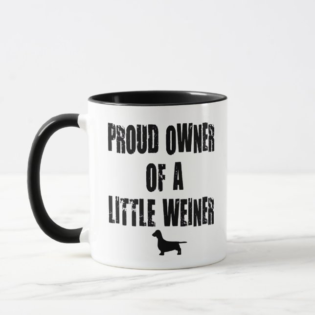 stolt ägare av en Little Weiner Mugg (Vänster)