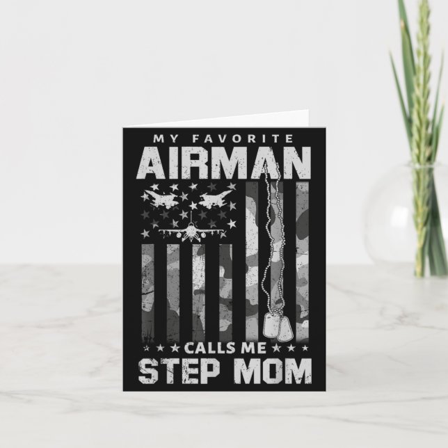Stolt Air Force styvmamma favorit flygsoldat flagg Kort (Framsida)
