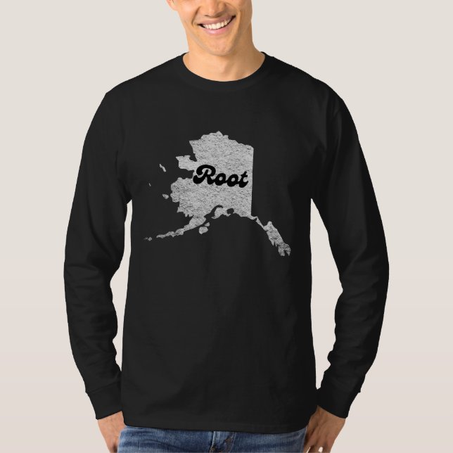 stolt Alask State Root Karta Outline Rocky Karta A T Shirt (Framsida)