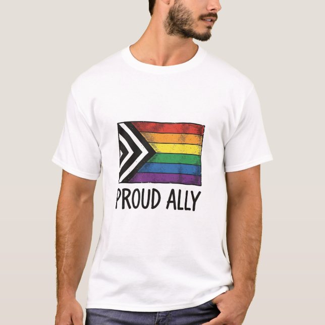 Stolt allierad Pride Flagga Vektor T-Shirt Design_ (Framsida)