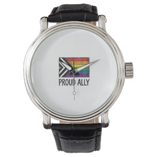Stolt allierad Pride Flagga Vektor T-Shirt Design_ Armbandsur