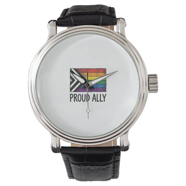 Stolt allierad Pride Flagga Vektor T-Shirt Design_ Armbandsur (Framsida)