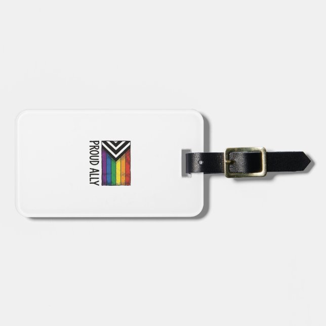 Stolt allierad Pride Flagga Vektor T-Shirt Design_ Bagagebricka (Horisontell Framsida)