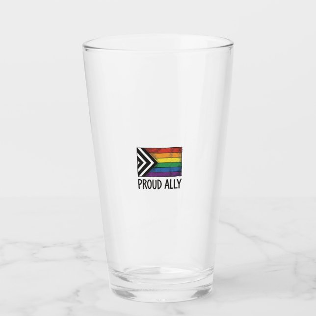 Stolt allierad Pride Flagga Vektor T-Shirt Design_ Glaskopp (Framsida)