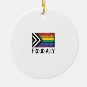 Stolt allierad Pride Flagga Vektor T-Shirt Design_ Julgransprydnad Keramik