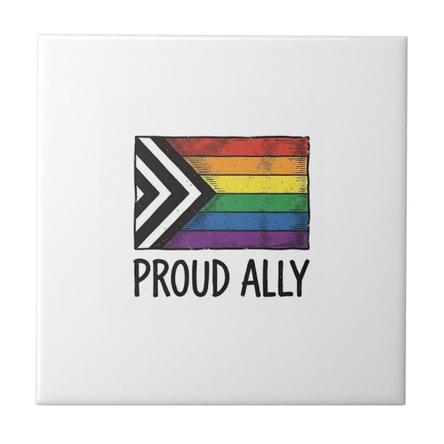 Stolt allierad Pride Flagga Vektor T-Shirt Design_ Kakelplatta (Framsidan)