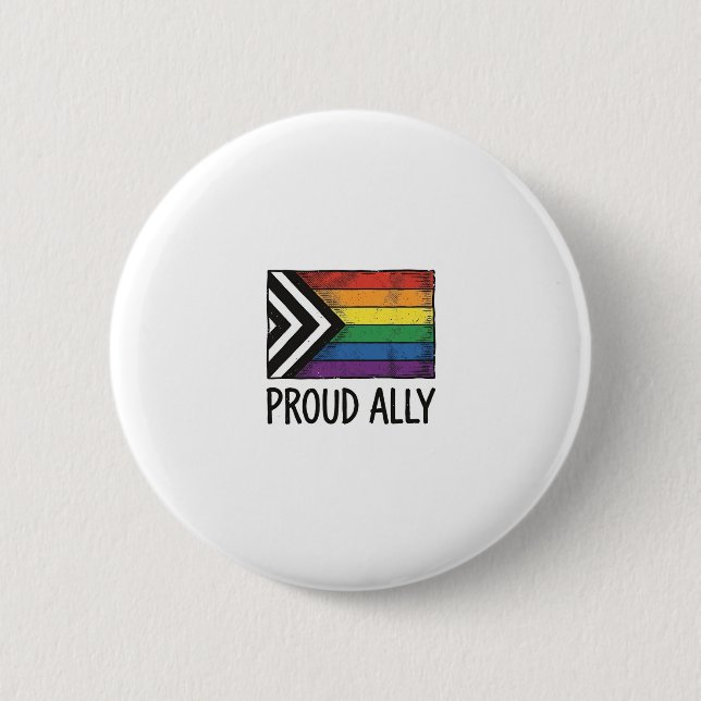 Stolt allierad Pride Flagga Vektor T-Shirt Design_ Knapp (Framsida)
