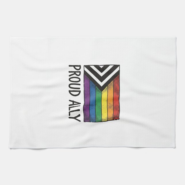 Stolt allierad Pride Flagga Vektor T-Shirt Design_ Kökshandduk (Horisontell)