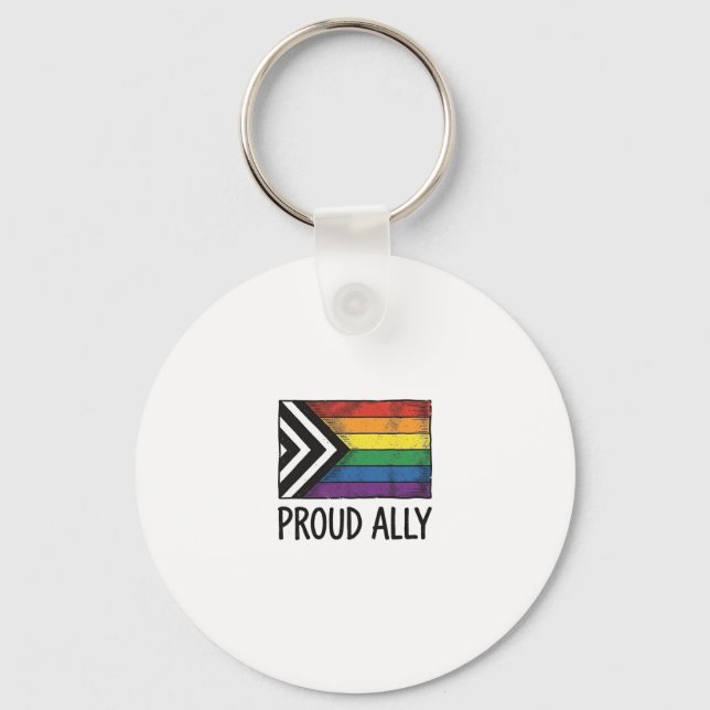 Stolt allierad Pride Flagga Vektor T-Shirt Design_ Nyckelring (Framsida)