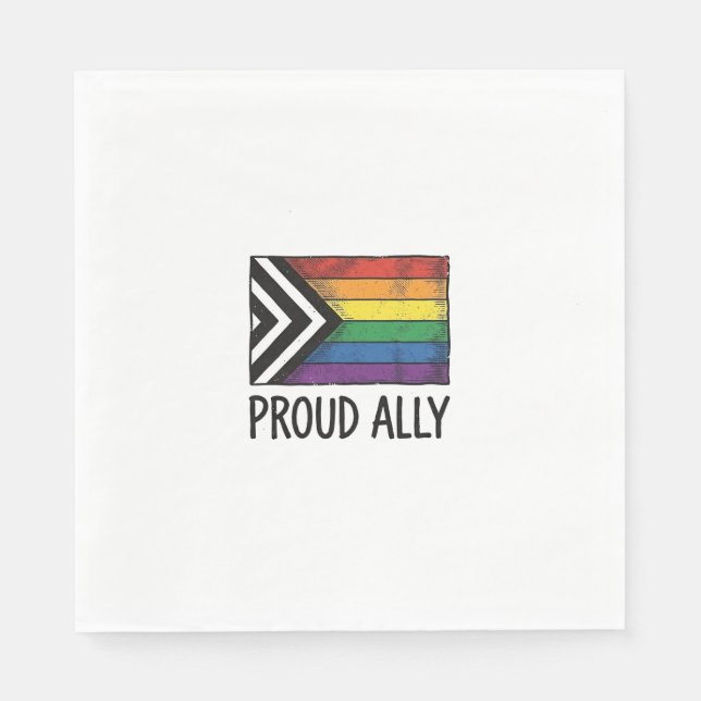 Stolt allierad Pride Flagga Vektor T-Shirt Design_ Pappersservett (Framsidan)