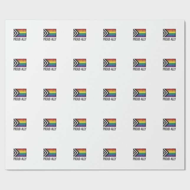Stolt allierad Pride Flagga Vektor T-Shirt Design_ Presentpapper (Platt)