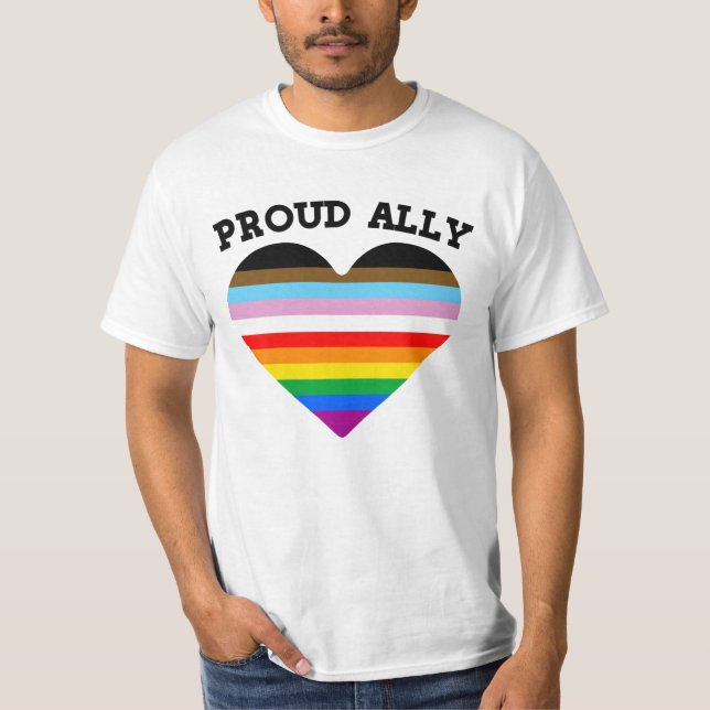 Stolt allierad Progress Pride T Shirt (Framsida)