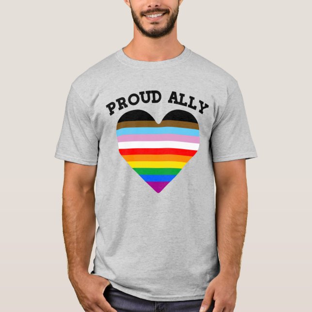 Stolt allierad Progress Pride T Shirt (Framsida)