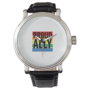 Stolt allierad vintage pride stöd t-shirt design_1 armbandsur