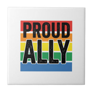 Stolt allierad vintage pride-stöd t-shirt design_1 kakelplatta