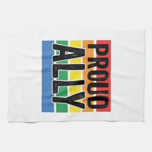 Stolt allierad vintage pride stöd t-shirt design_1 kökshandduk