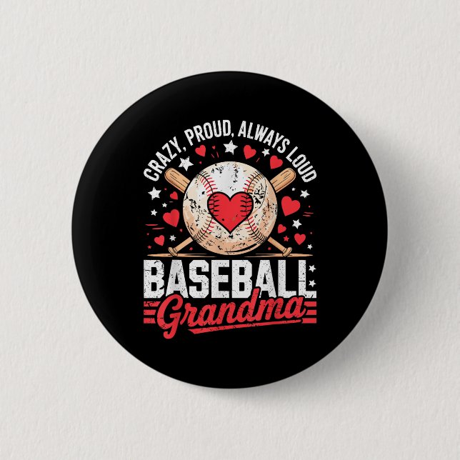 Stolt Alltid Hög Pappa Baseball Mamma Morsdag Knapp (Framsida)
