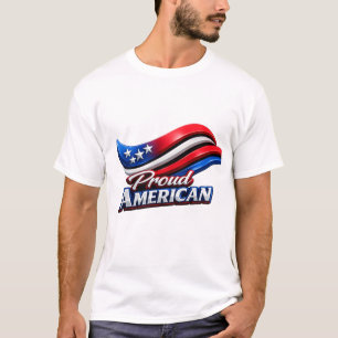 Stolt amerikansk 3D patriotisk flaggvågdesign   Rö T Shirt