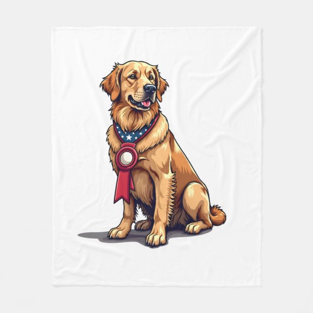Stolt Amerikansk Golden Retriever Vintage T-shirt  Fleecefilt (Framsidan)
