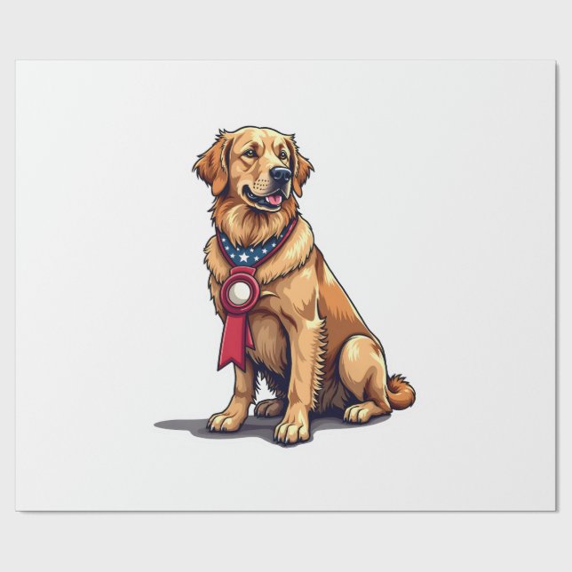 Stolt Amerikansk Golden Retriever Vintage T-shirt  Presentpapper (Platt)