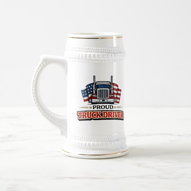 Stolt Amerikansk Lastbilsförare Ölmugg Sejdel (Vänster)